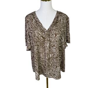 Liz Claiborne V Neck Short Sleeve Lightweight Top US Women's XXL Plus